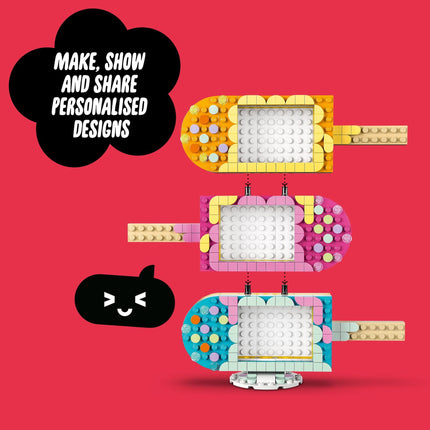 LEGO DOTS Marcos de Fotos y Pulsera Helado 41956, Set de Juguete de Construcción de Manualidades para Niñas, Niños y Pequeños de 6+ Años; Kit Soporte Personalizable para Fotos o Joyas (474 Piezas)