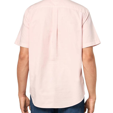 Tommy Hilfiger Mens Short Sleeve Oxford Shirts in Regular Fit, Men's Button Down Shirts, Pink Lily, XS