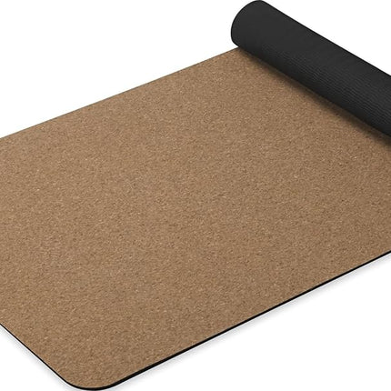Gaiam Yoga Mat Cork - Great for Hot Yoga, Pilates (68-Inch x 24-Inch x 5mm Thick) Black/Brown
