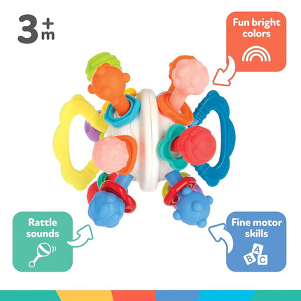 Nuby Twist Ball with Rattle and Bright Colours - Sensory Toy - Promotes Fine Motor Skills - From 3 Months