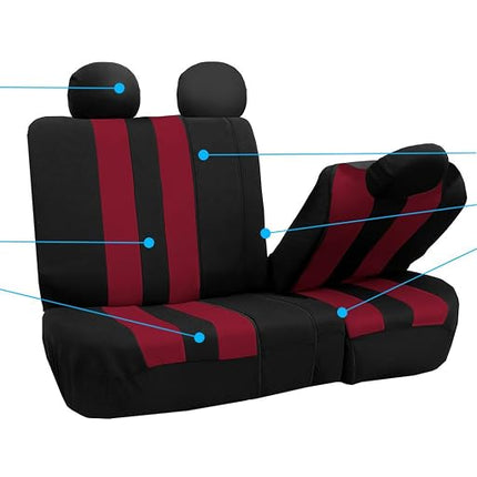 FH GROUP FH-FB036217 Striking Striped Seat Covers Burgundy/Black Color- Fit Most Car, Truck, Suv, or Van