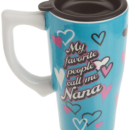 Spoontiques - Ceramic Travel Mugs - Nana Cup - Hot or Cold Beverages - Gift for Coffee Lovers