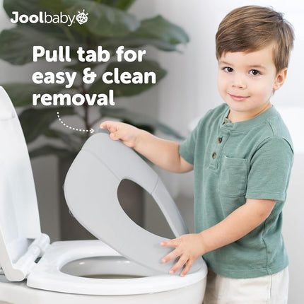 Jool Baby Folding Travel Potty Training Seat for Toddlers, Fits Round & Oval Toilets, Non-Slip Suction Cups, Includes Free Travel Bag (Grey)