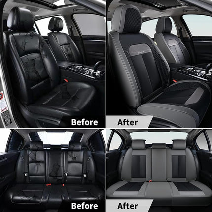 FLORICH Grey & Black Leather Front Seat Covers