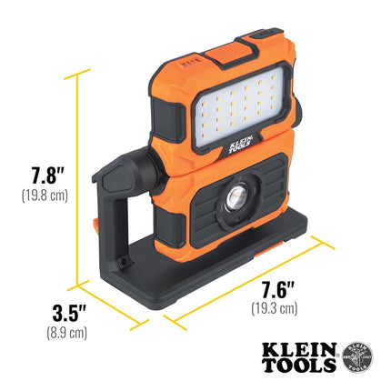 Klein Tools 56417 MODbox Rechargeable 3000-Lumen LED Work Light, Portable 2-in-1 Flood and Spot Light, 360-Degree Rotation, Compatible with MODbox Rail System