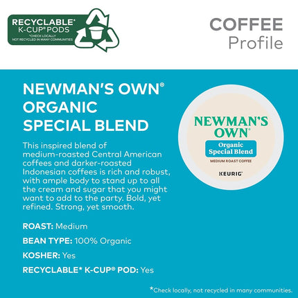 Newman's Own Organics Special Blend, Fair Trade, Organic, Medium Roast Coffee, 24 Count