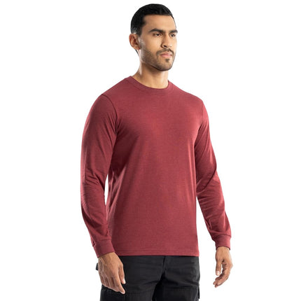 Wrangler Mens Jersey Knit Long Sleeve T-Shirt, Red Heather, S