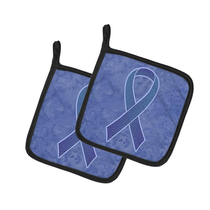 Caroline's Treasures Periwinkle Blue Ribbon for Esophageal & Stomach Cancer Awareness Pair of Pot Holders, 7.5HX7.5W, Multicolor