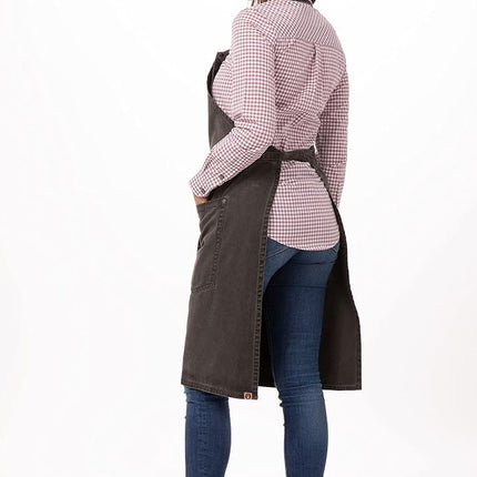 Chef Works ABAQ054-PEW-0 Dorset Antique Bib Apron Pewter, Brown