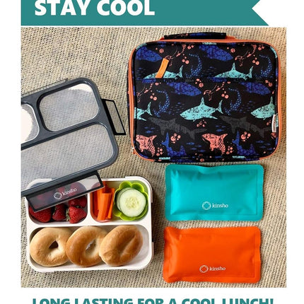 Ice Pack for Kids Lunch Box, Bag and Bento Boxes, 4 Pack Set, Reusable and Refreezable Soft Slim Freezer Pouches for Travel, School, Camping Cooler, Long Lasting Cold, Flexible | Aqua Orange