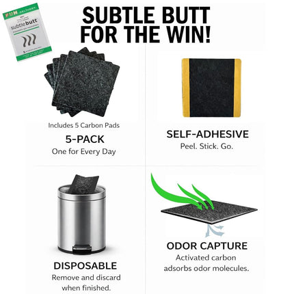 Subtle Butt: Disposable Gas Neutralizers (5 Activated Carbon Filters)