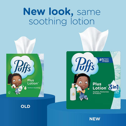 Puffs Plus Lotion Facial Tissues, 10 Cubes, 56 Tissues Per Box