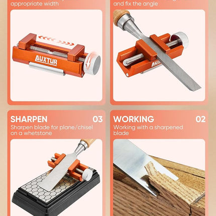 AUXTUR Honing Guide & Chisel Sharpening Jig Set with Angle Rule