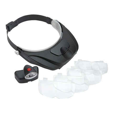 CARSON Unisex's CP-60 Pro Series MagniVisor Deluxe Headband LED Lighted Magnifier with 4 Different Lenses, Black, (1.5X, 2X, 2.5X, 3X)