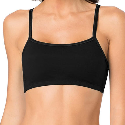 Fruit of the Loom Women's 3 Pack Spaghetti Sports Bra, Black Satin, 42D (Pack of 3)