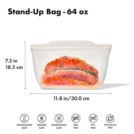 OXO Good Grips Silicone Reusable Stand-Up Bag, 1.8 L, Oat