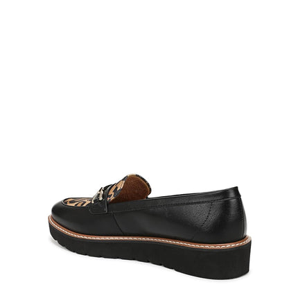 Naturalizer Women's Elin Loafer Flat, Black/Leopard Faux Leather, 6.5 Wide