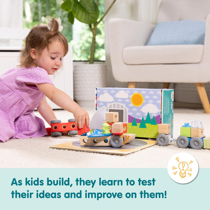 Melissa & Doug Blockables Snap And Play - Vehicles | Wooden Building Blocks, Creative Toys for Kids, 54 Pcs Set | Age 2+ - FSC Certified