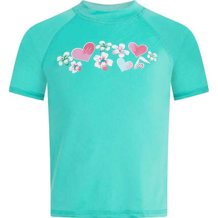Kanu Surf Girls' Karlie Rash Guard UPF 50+ Sun Protection Short Sleeve Swim Shirt, Alania Green, 8