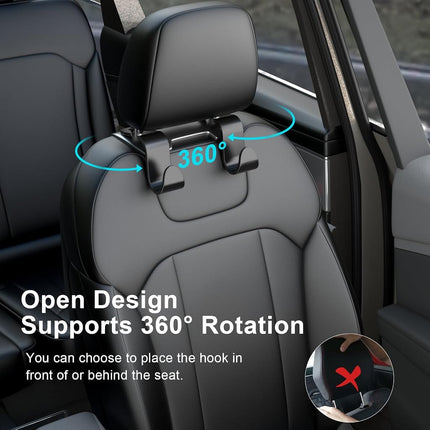 SUTOUG Gancho para asiento de coche, gancho para reposacabezas de coche, accesorios de coche para interior, paquete de 4 ganchos de plástico negro, adecuado para bolsos, bolsas de la compra, ropa, caja de herramientas portátil