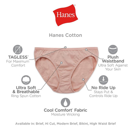 Culottes bikini en coton Hanes pour femme, paquet de 10, noir, petite taille