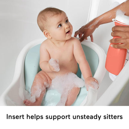 Fisher-Price Baby and Toddler Bathtub 4-in-1 with Removable Baby Seat and 2 Toys, Summer Blossoms