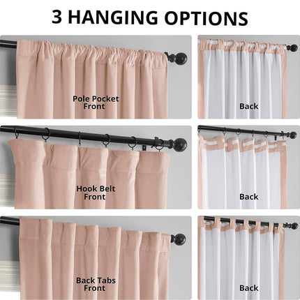 HPD Half Price Drapes Signature Velvet Thermal Blackout Curtains for Living Room 120 Inch Long (1 Panel) Rod Pocket Insulated Blackout Curtains for Bedroom Window Curtains, 50W x 120L, Rosey Dawn