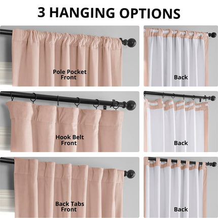 HPD Half Price Drapes Signature Velvet Thermal Blackout Curtains for Living Room 120 Inch Long (1 Panel) Rod Pocket Insulated Blackout Curtains for Bedroom Window Curtains, 50W x 120L, Rosey Dawn