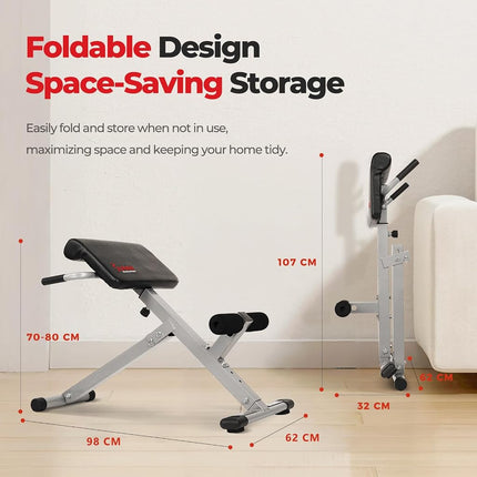 Sunny Health & Fitness Foldable Roman Chair, 45-Degree Hyperextension Bench