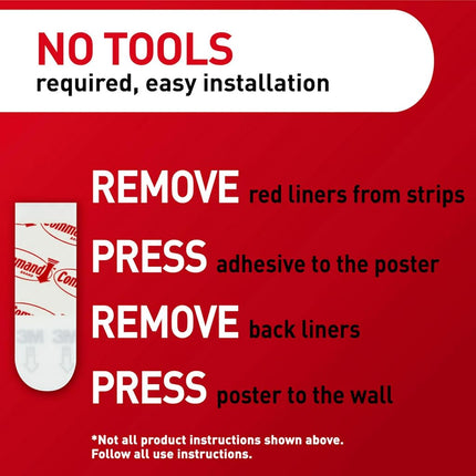 Command Poster Strips, Damage Free Hanging Poster Hangers, No Tools Wall Hanging Strips for Holiday Posters and Christmas Decorations, 256 White Command Adhesive Strips