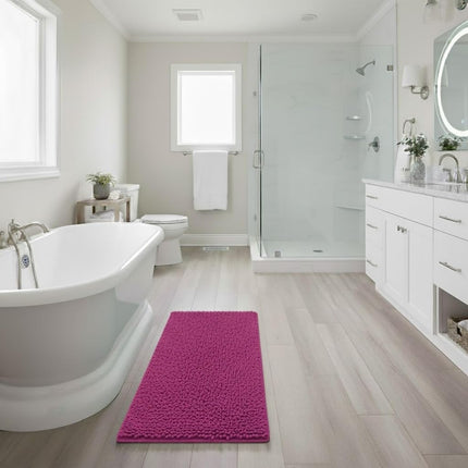 Bedford Home Memory Foam Shag Bath Mat 2-Feet by 5-Feet, Pink