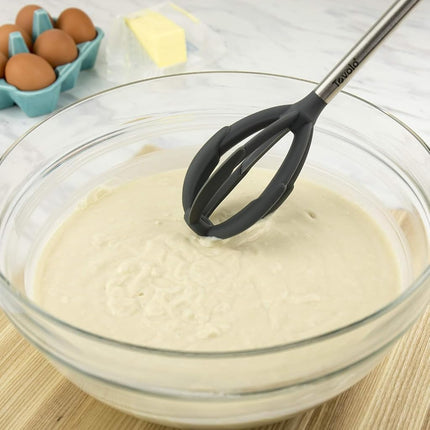 Tovolo Better Tool Silicone-Coated Quick-Mix Spatula Whisk Scraping Bowls Clean, Batter Hand Mixer & Cooking Utensil, BPA-Free & Dishwasher-Safe, 1 EA, Charcoal