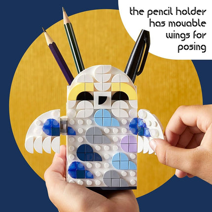 LEGO DOTS Hedwig Pencil Holder 41809, Harry Potter Owl Desk Decor, Back to School Supplies Set Includes Pot and Noteholder with Building Elets, Toy Crafts Gift, Medium