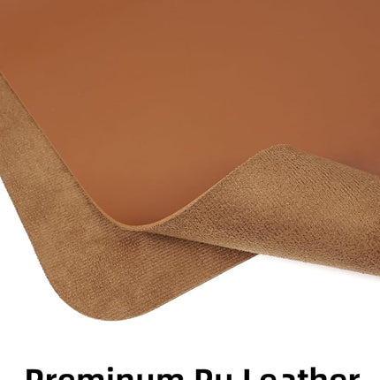 Leather Desk Pad Protector,Mouse Pad,Office Desk Mat, Non-Slip PU Leather Desk Blotter,Large Desk mat,Waterproof Keyboard mat for Office/Home/Decor (Light Brown,55" x 17")