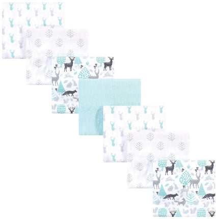 Hudson Baby Unisex Baby Cotton Flannel Receiving Blankets, 7-Pack, Linocut and Woodland Neutral, One Size