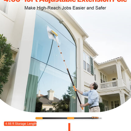 VEVOR Telescopic Extension Pole, 4.66-19 FT Multi-Purpose Extendable Pole, Sturdy Aluminum Alloy Paint Pole Extension with Flip-Lock Design, High Reach Roller Stick for Painting, Dusting and Cleaning