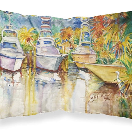 Caroline's Treasures JMK1051PILLOWCASE Funda de almohada de tela con diseño de garza azul y barcos de pesca en alta mar, ligera, supersuave, de fácil cuidado, funda de almohada decorativa, estándar,