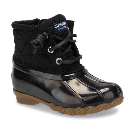 Sperry Kids Girls Saltwater Boot, Black, 8 M US