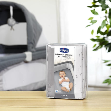 Chicco LullaGo Bassinet Sheets - Grey Triangle 2-Pack | Grey