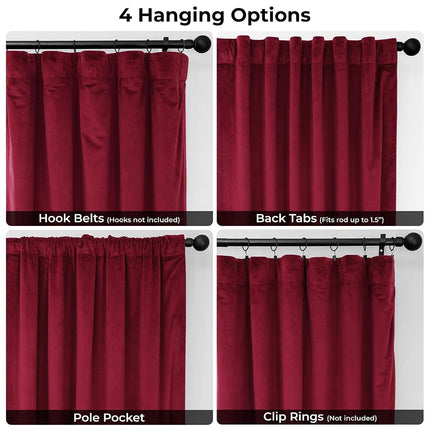 HPD Half Price Drapes Heritage Plush Velvet Curtains 96 Inches Long Room Darkening Curtains for Bedroom & Living Room 50W x 96L, (1 Panel), Cinema Red