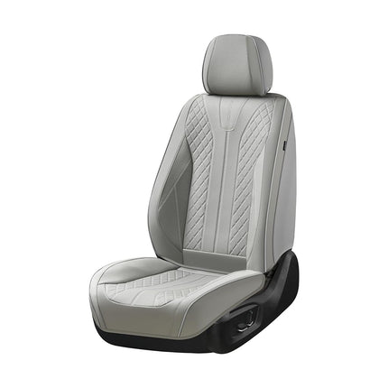 FLORICH Fundas para Asientos, Fundas de Asiento Delanteras de Piel Sintética para Automóvil, Fundas de Asiento de Coche de Lujo Impermeables, Protector de Asiento Universal para la Mayoría de Coches, SUV, Camiones, Gris