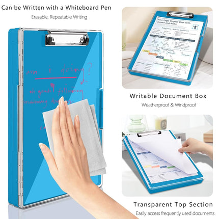 SFLHHDM Clipboard with Storage,Heavy Duty Clip Boards 8.5x11 with 2 Storage Case,Clear Visible Panel Storage Clipboards,Side Opening Nursing Clipboard Folder for Office Supplies (Royal Blue)