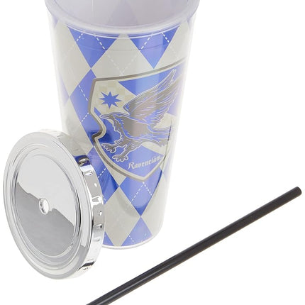 Spoontiques - Harry Potter Tumbler - Ravenclaw Foil Cup with Straw - 20 oz - Acrylic - Blue