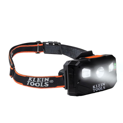 Rechargeable Auto-Off LED Headlamp with Adjustable Fabric Strap, 400 Lumens, All-Day Runtime Klein Tools 56048