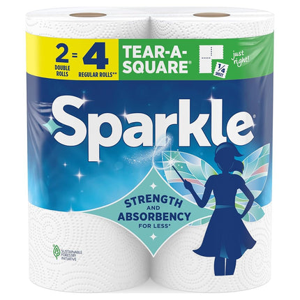 Sparkle Tear-A-Square Paper Towels, 2 Double Rolls