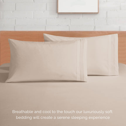 Elegant Comfort Luxurious 1500 Premium Hotel Quality Microfiber 4-Piece Sheet Set, 18-24 Inches Deep - Extra Deep Pocket Sheets - Ultra Soft 4PC Deep Pocket Sheets, King, Cream