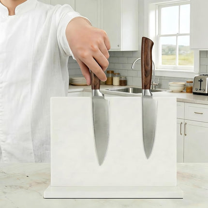 THMINS White Magnetic Knife Holder, Double-Sided Magnetic Knife Block