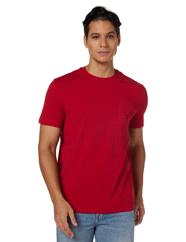 Nautica Men's Solid Crew Neck Short-Sleeve Pocket 