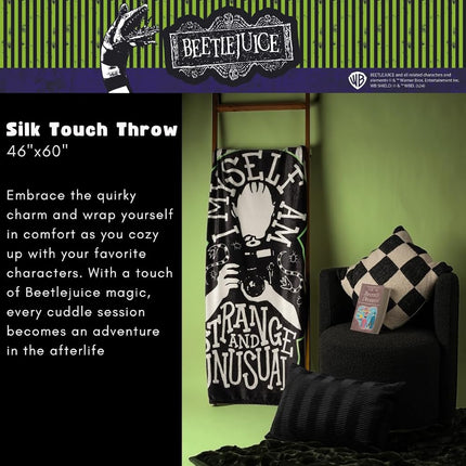 Franco Collectibles Beetlejuice Lydia Bedding Super Soft Micro Raschel Throw, 46 in x 60 in, (Officially Licensed Product)