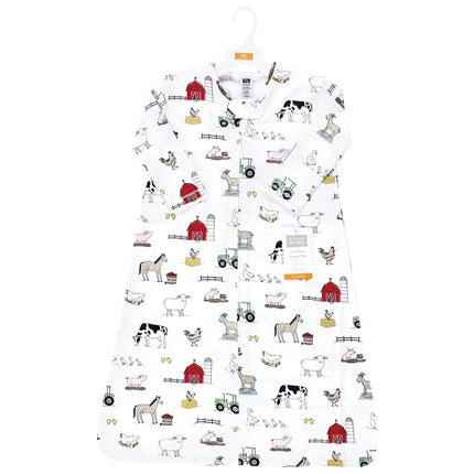 Hudson Baby Saco de Dormir, Manta, Saco de Algodón Jersey de Manga Larga para Bebé Unisex, Granja, 0-6 Meses